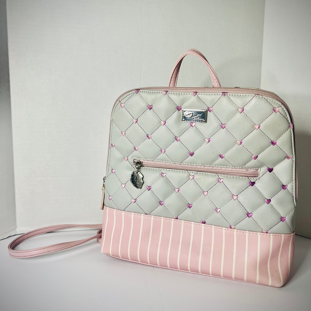 Luv Betsey Small Backpack | Color Pink, Grey, and White